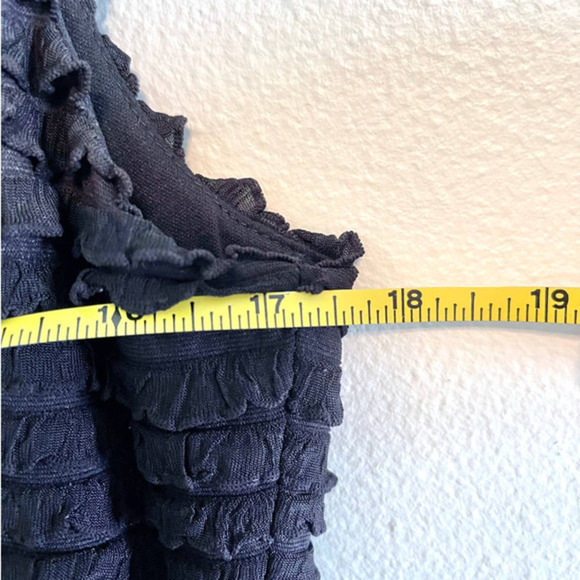 Joseph Ribkoff Beaded Neck Ruffled Sheath Dress | Black Size 8 - Picture 7 of 8